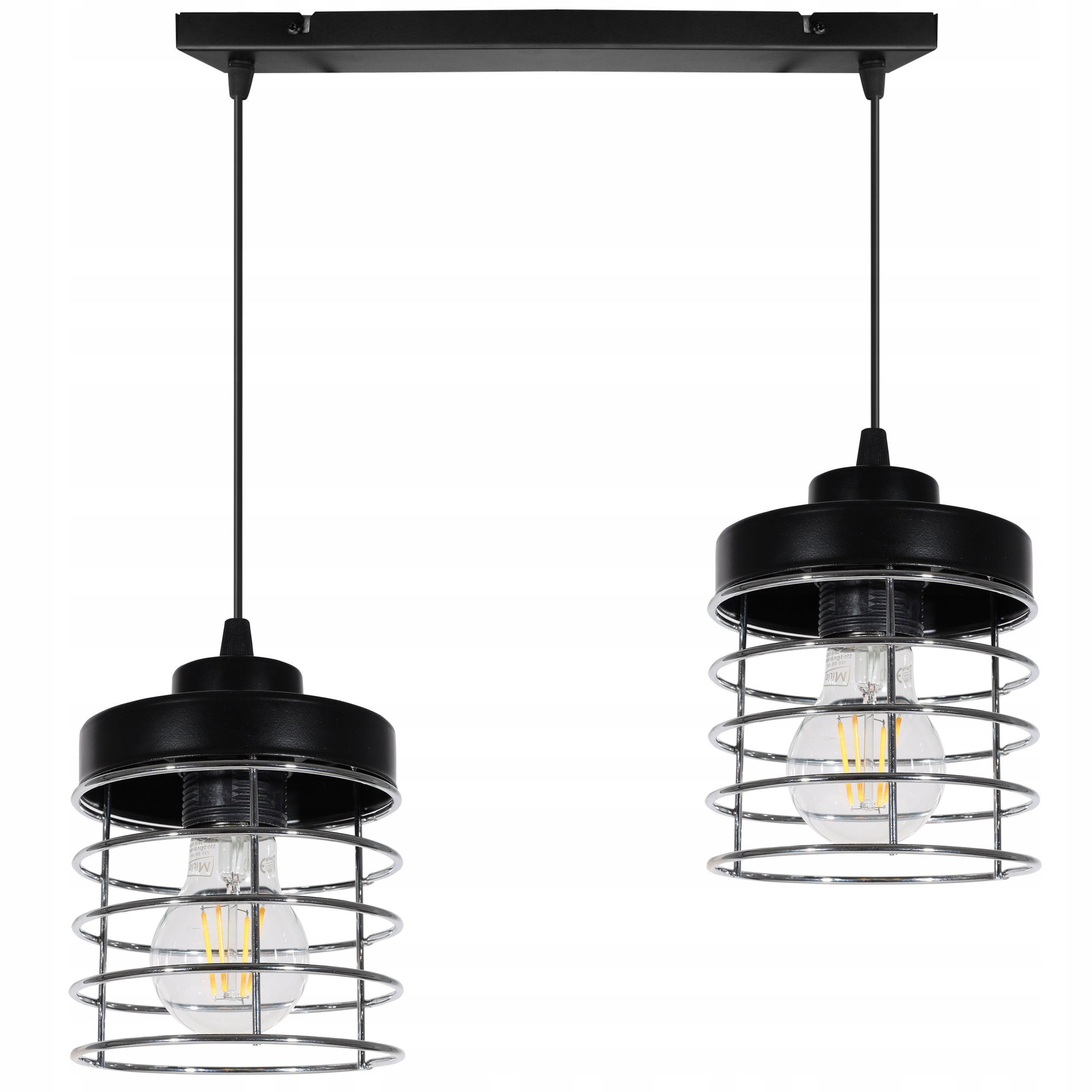 Lampa sufitowa wisząca modern Rasti 2xE27 klosz prostokątny druciak srebrny Light Home LH