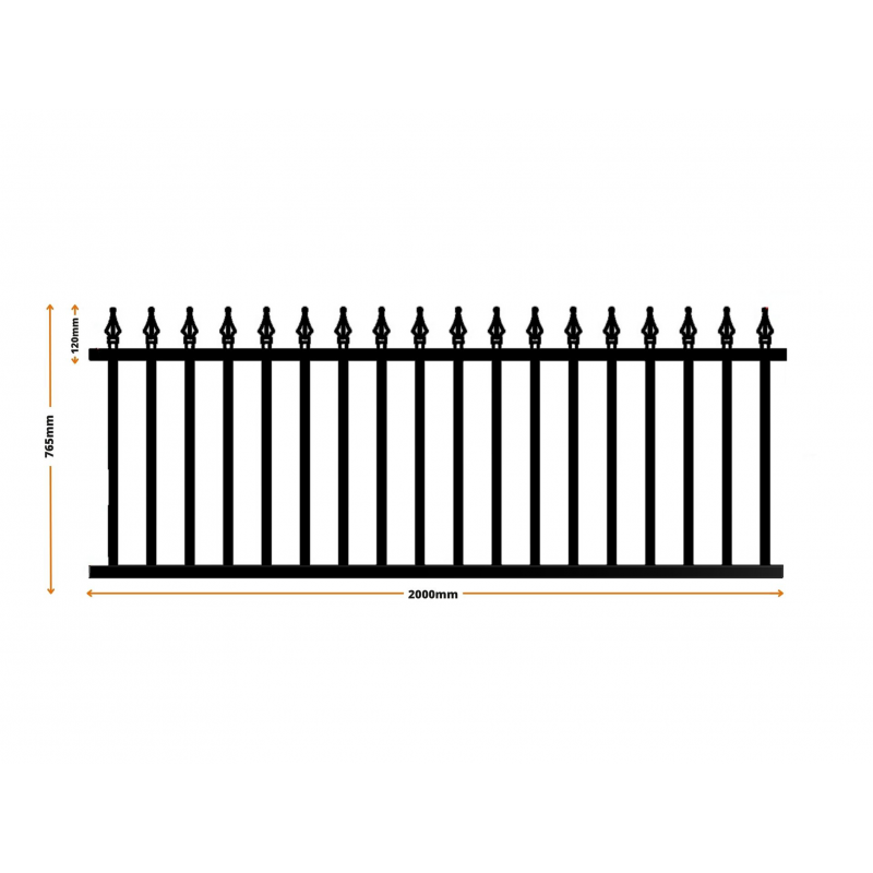 Clôture aluminium tradition travée style ferronnerie 2 m x H 76.5 cm Noir - 3