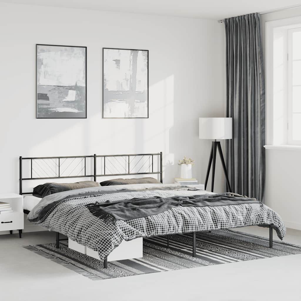 Estructura cama sin colchón con cabecero metal negro 193x203 cm vidaXL - 3