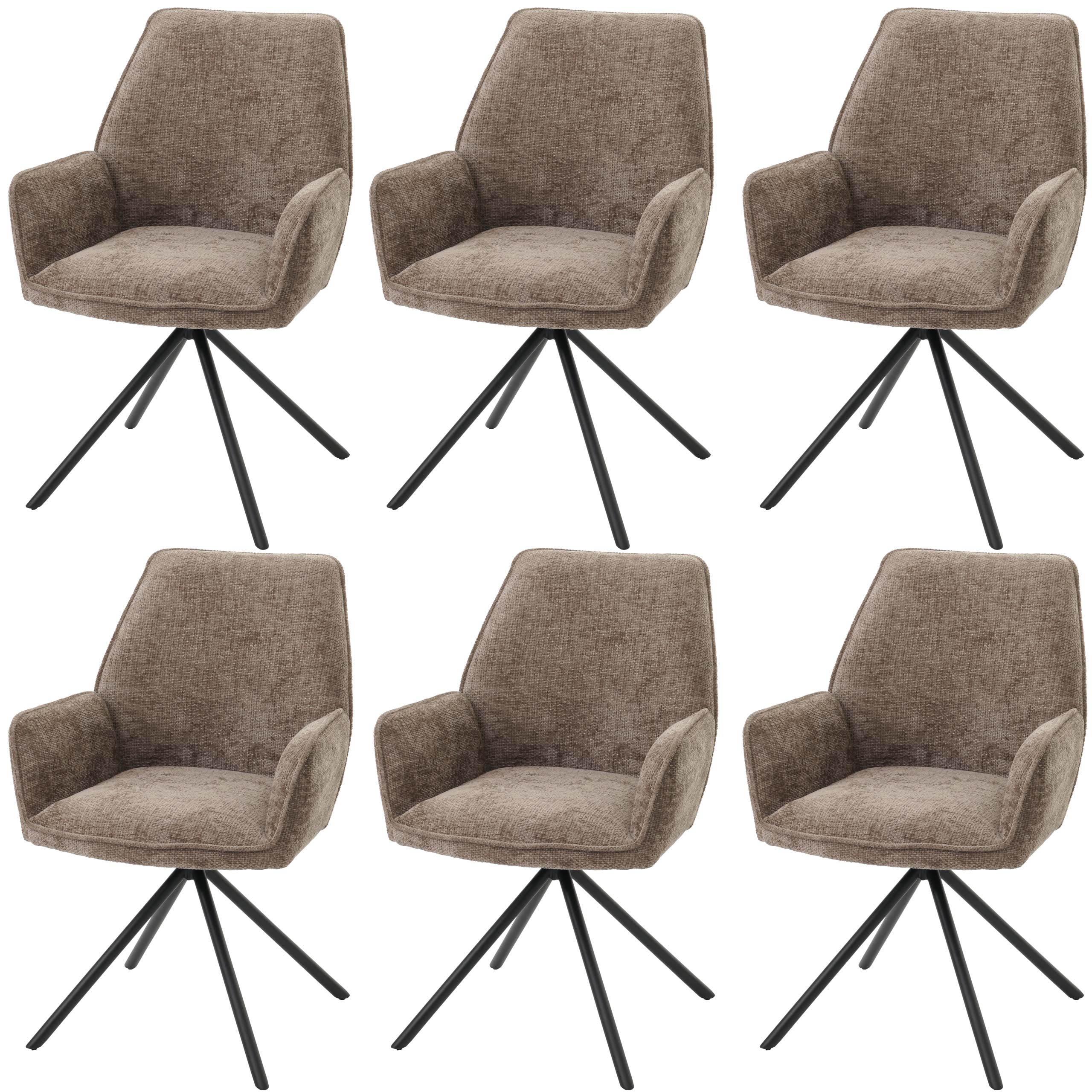 Chaise Mendler 6x chaise de salle à manger HWC-G67 avec accoudoirs Chaise Mendler 6x chaise de salle à manger HWC-G67 avec accoudoirs