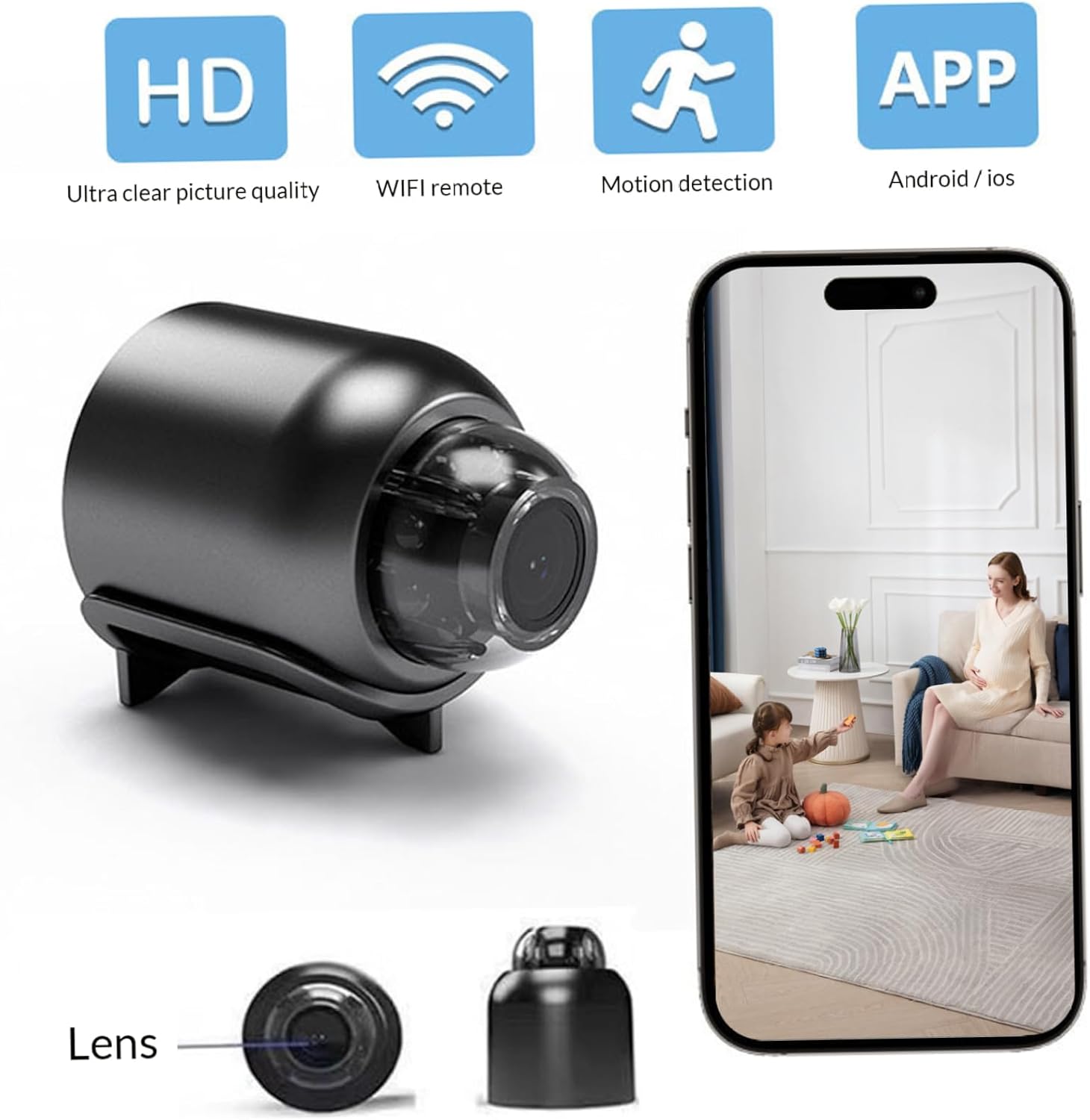 Reference For Mini Camera Pack de 3 Mini Caméras 1080p HD avec Vision Nocturne Mini Caméra WiFi ...