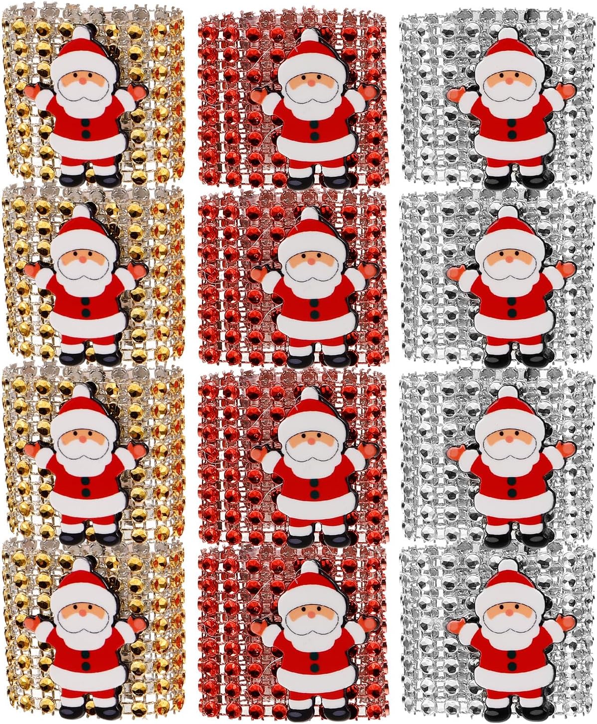 Lot de 8 ronds de serviette de Noël pour décoration de table à manger