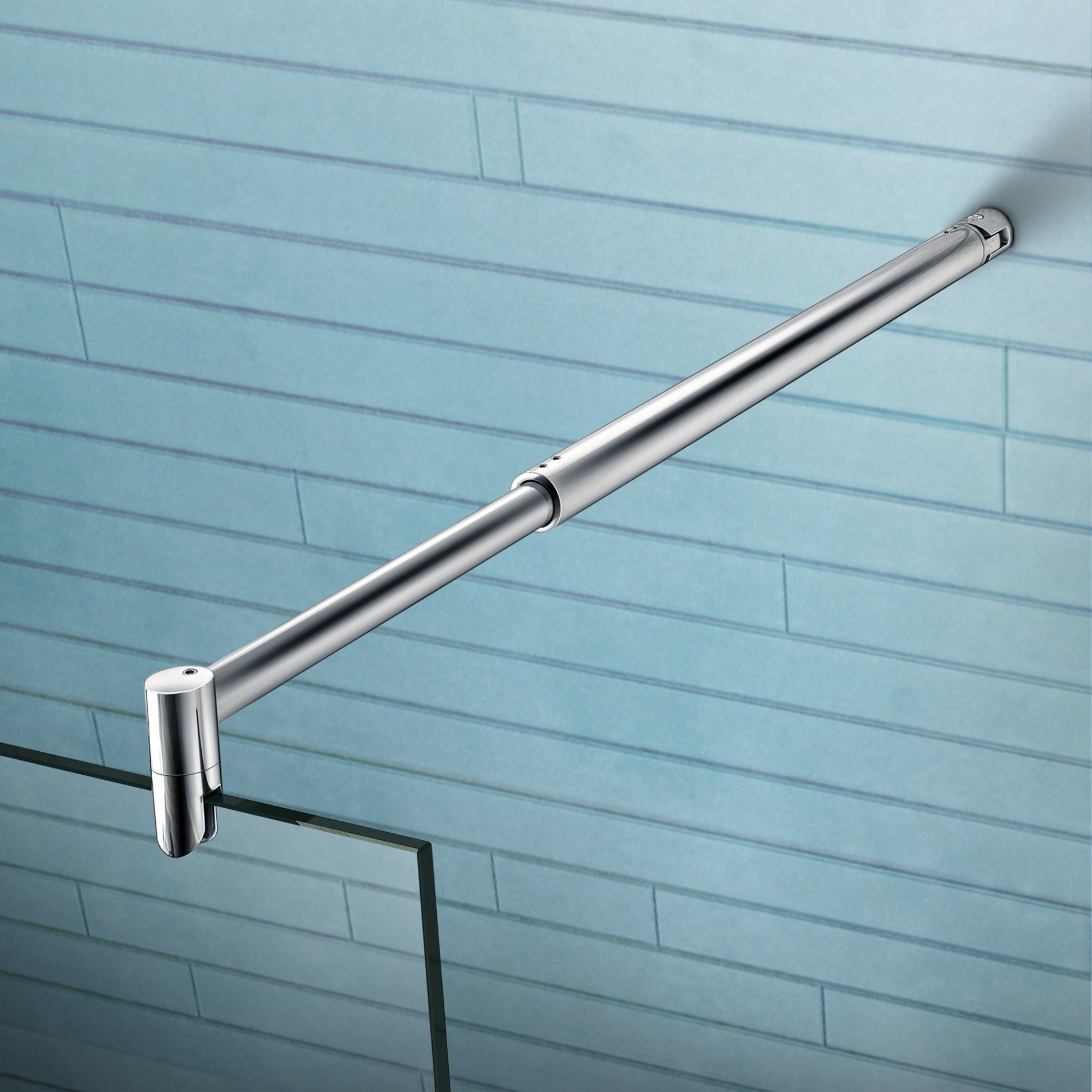 AICA paroi de douche à l'italienne 140x200cm en 10mm verre anticalcaire avec barre de stabilisation extensible en cylindrique - 3