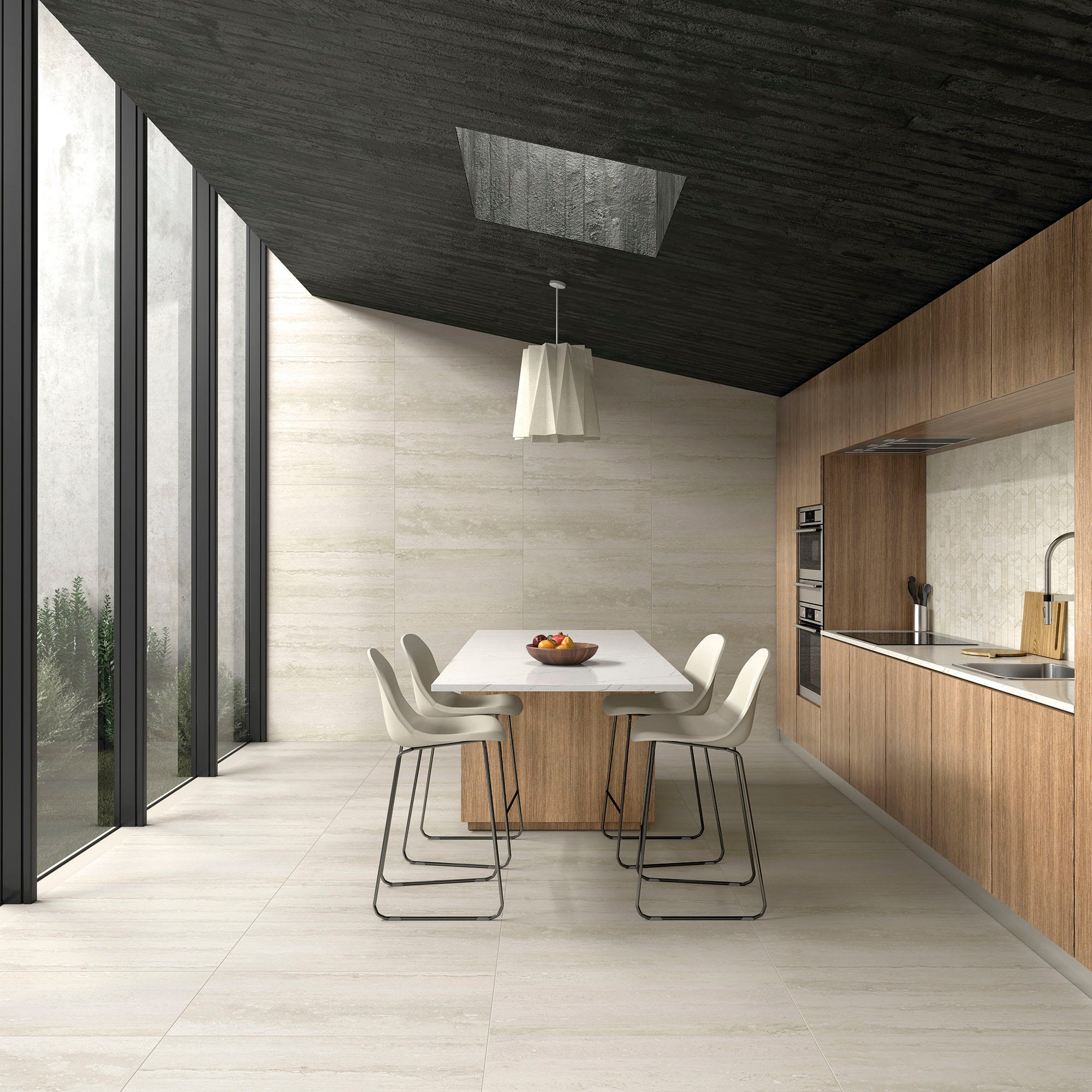 Ivory Sol Grès cérame - PURE TRAVERTINE - IVORY - Poli brillant - 59,2x29,5x0 ...