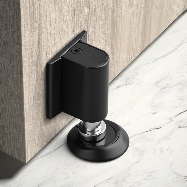 Butée de porte à angle droit à 90 degrés, butée de porte coulissante robuste anti-collision avec vis au sol ou au mur (noir Butée de porte à angle droit à 90 degrés, butée de porte coulissante robuste anti-collision avec vis au sol ou au mur (noir