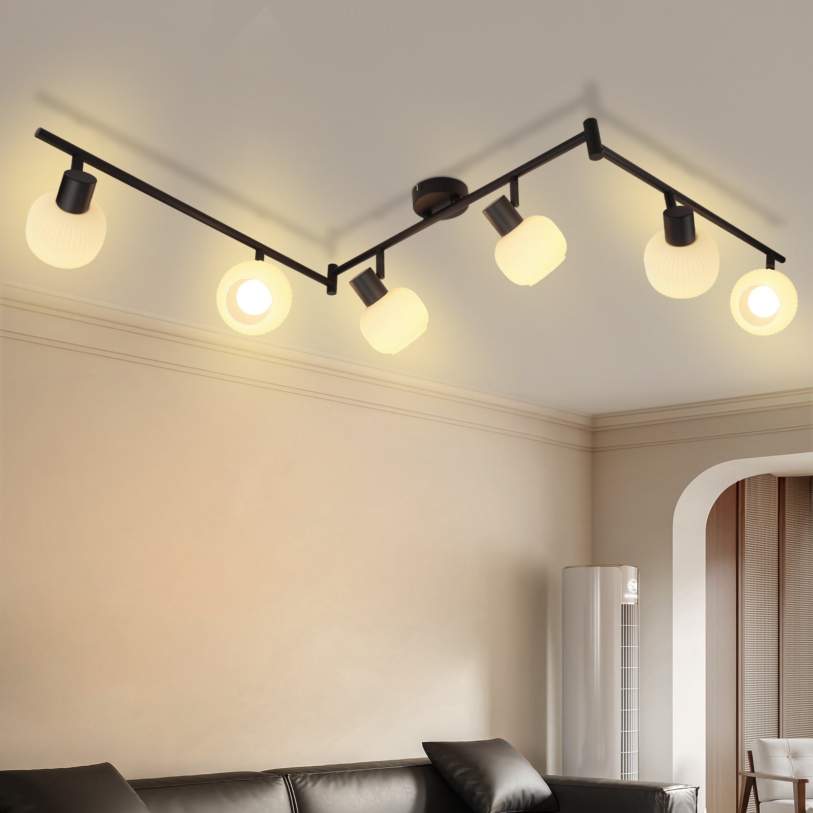 NETTLIFE Biały Reflektorowa sufitowy E14 6-płomieniowy Reflektorowa sufitowy wewnętrzny szklany klosz regulowany