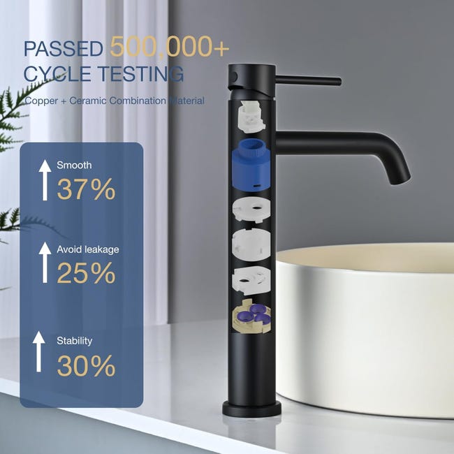 Miscelatore Lavabo Alto In Ottone Nero Opaco - Tiamat - Foto 2