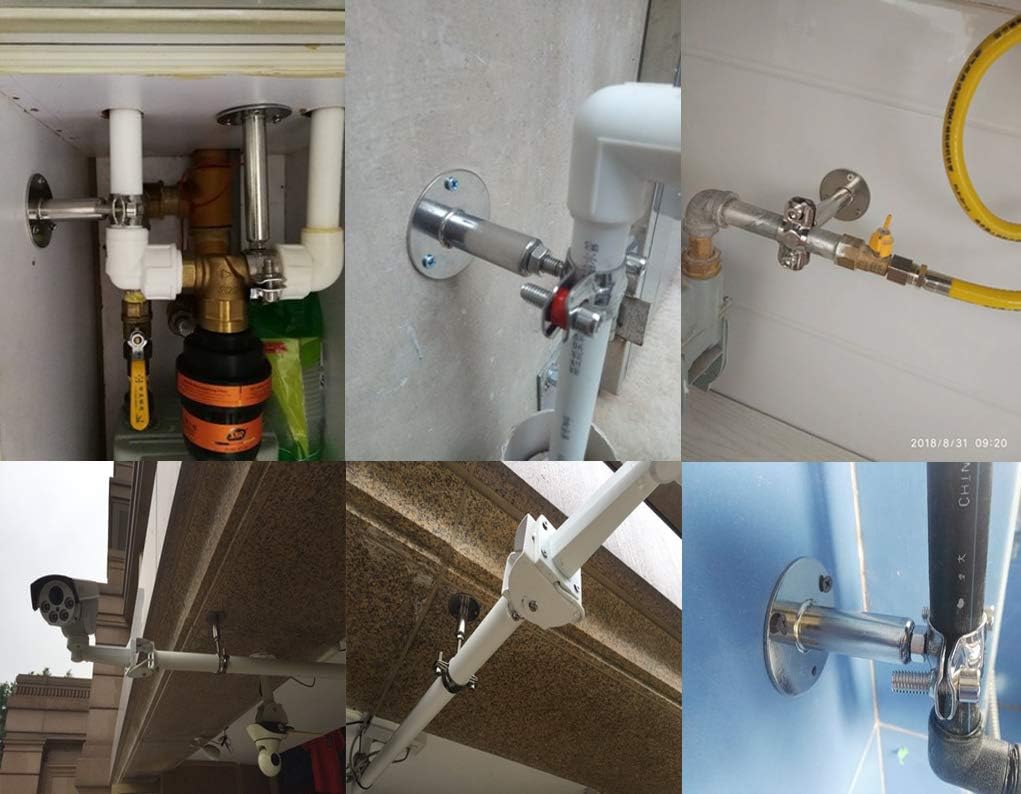 Lot de 2 colliers de serrage réglables en hauteur - Montage mural/plafond - Pour tubes de 32 mm à 34 mm - Support de tuyau robuste - 4