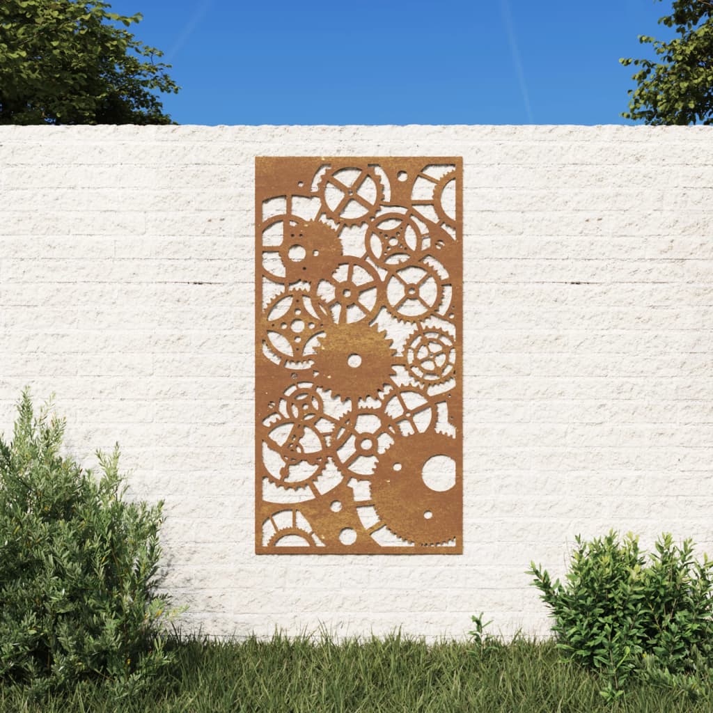 Adorno de pared de jardín acero corten rueda dentada 105x55 cm | Leroy ...