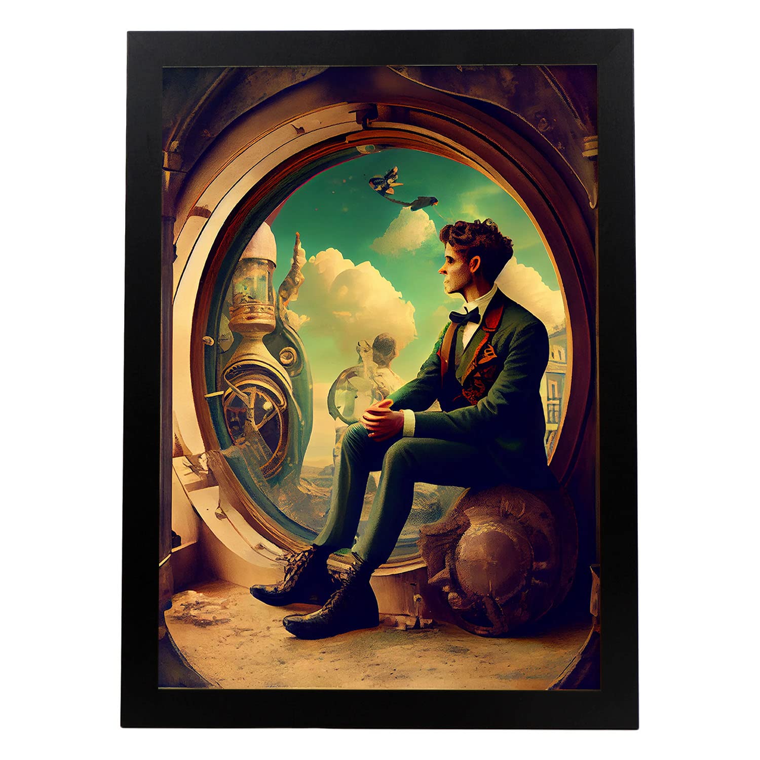 Nacnic poster steampunk en estilo surrealismo cinematográfico ilustraciones y grabados de historieta abstracta y artística para a3 marco negro