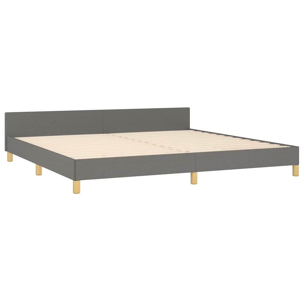 Cadre de lit sans matelas gris foncé 200 x 200 cm tissu - 4