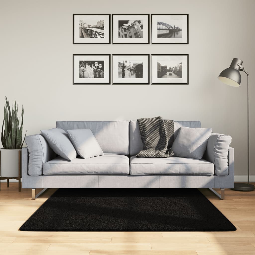 Dywan HUARTE z krótkim włosiem, czarny, 120x120 cm vidaXL