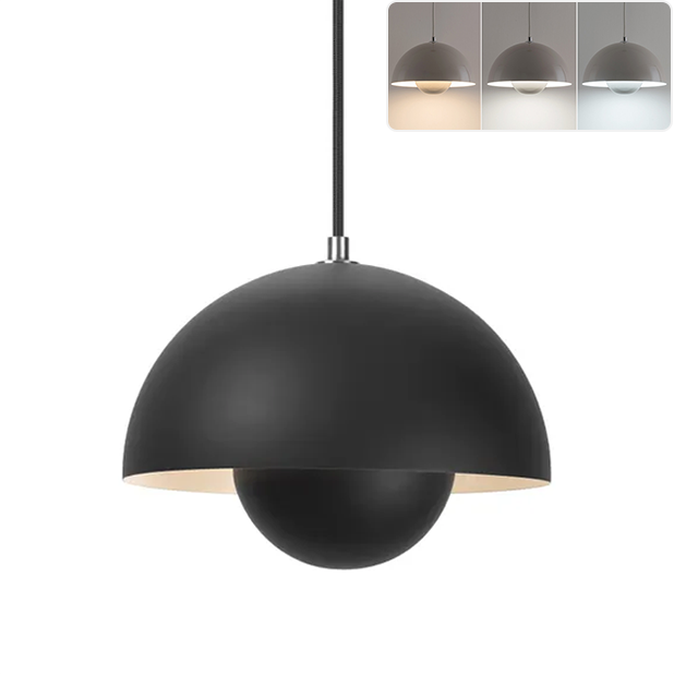 Żyrandol, nowoczesna lampa wisząca, plafon z żarówką, kreatywny metalowy żyrandol sufitowy, 3 temperatury barwowe, 23 cm (czarny)