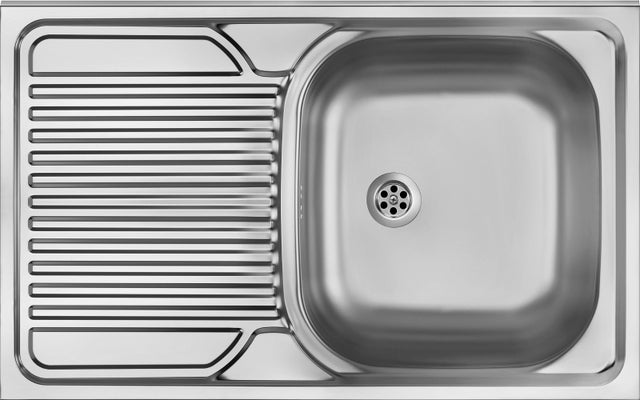 Évier de cuisine à comptoir simple avec égouttoir à gauche Deante TANGO ZM5_011L - acier inoxydable brossé
