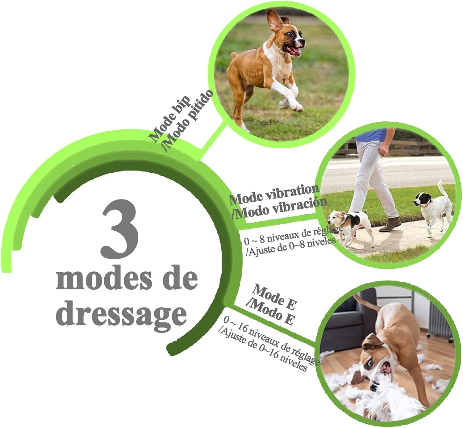 Collar de adiestramiento para perros recargable, 100 % impermeable y con cierre de seguridad. Modos de sonido y vibración, pantalla LCD retroiluminada - 2