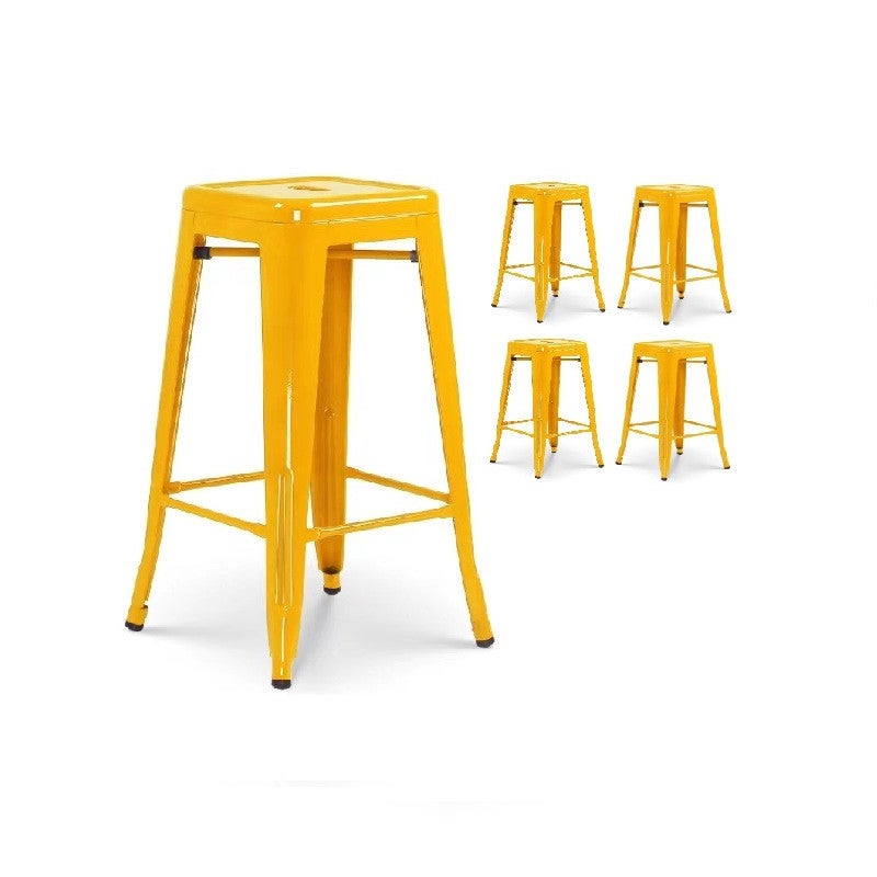 Set de 4 taburetes de bar de estilo industrial amarillo brillante - altura 66 cm