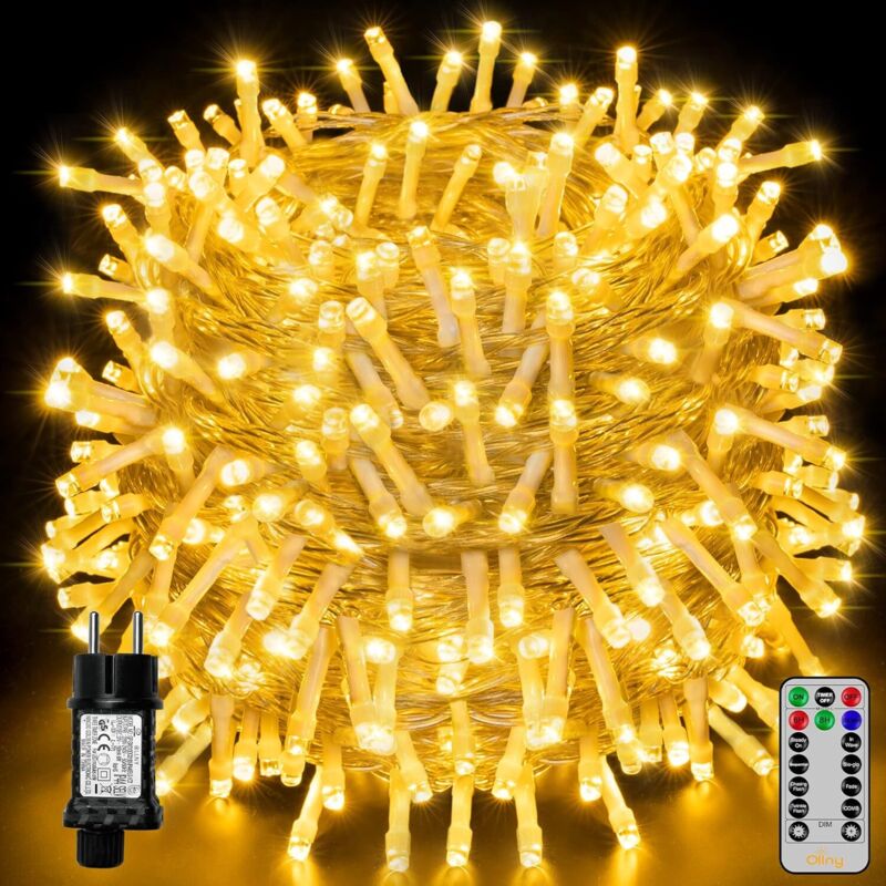 Ghirlandă luminoasă LED 40m 400 LED-uri impermeabilă IP44, 8 moduri, telecomandă, temporizator, lumină albă caldă pentru petreceri