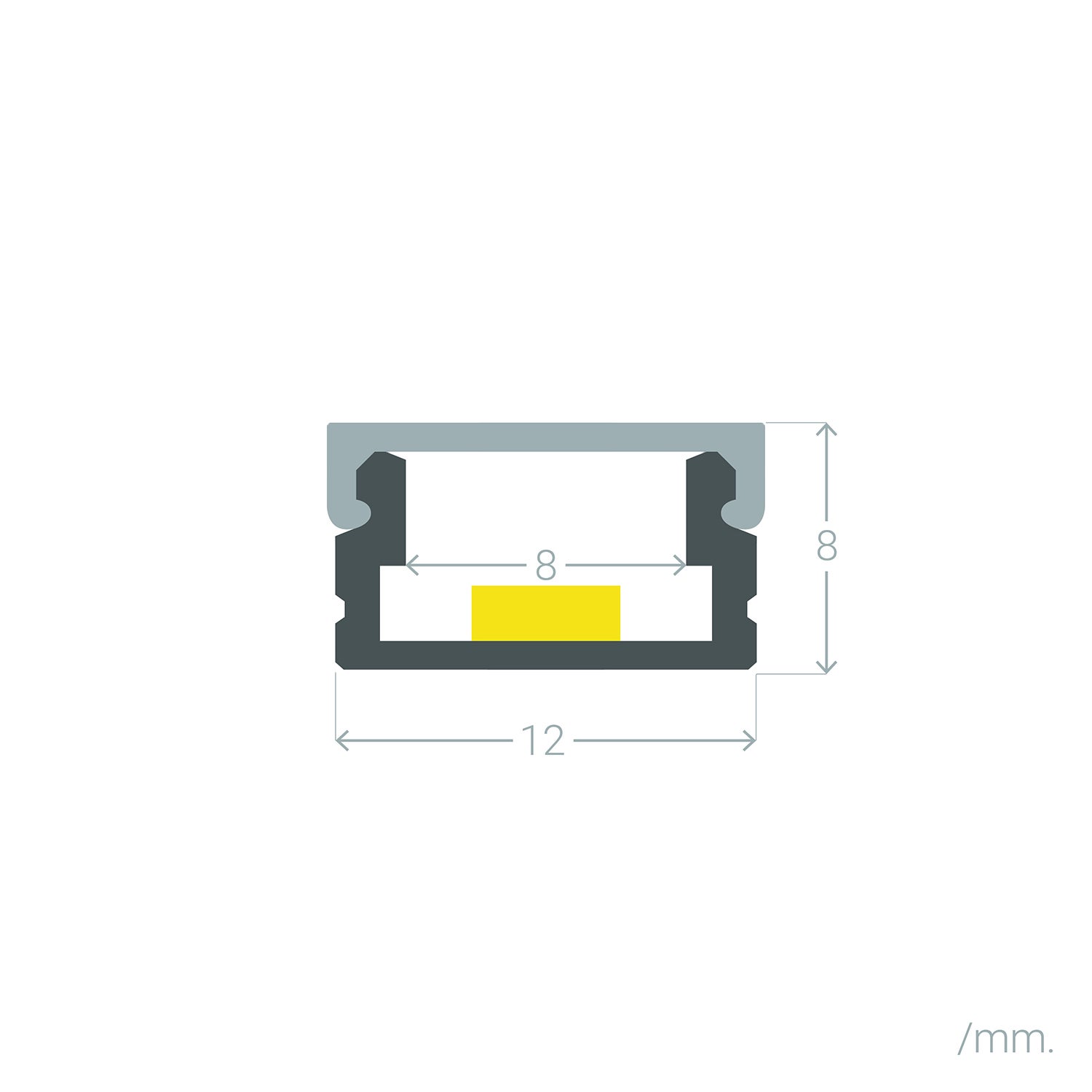 Profilé Aluminium En Saillie 8x8 Cm Pour Ruban LED - 2 Mètres, Noir Et Transparent - Idéal Pour éclairage Discret Intérieur Et Meubles - 8