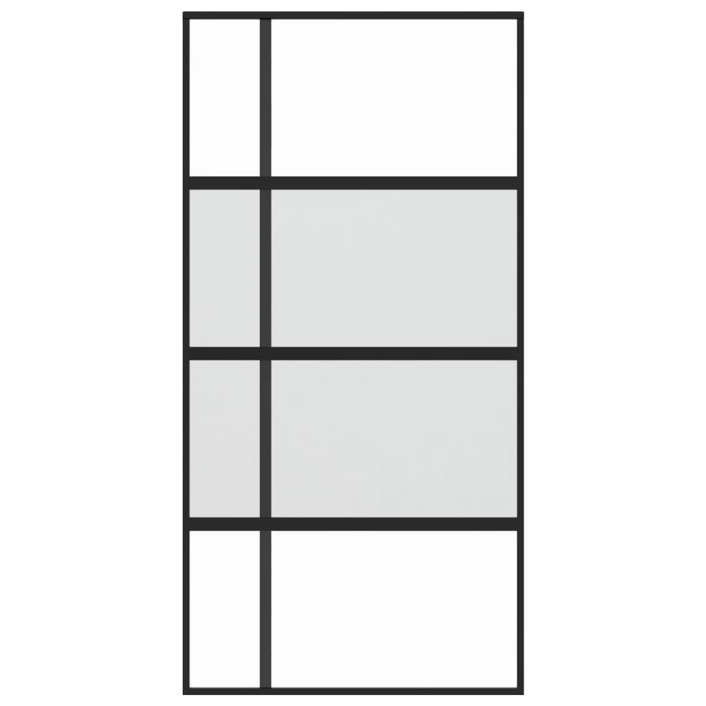 Puerta corredera | Puerta de la cocina vidrio templado y aluminio negra 102,5x205 cm CFW31195 - 3