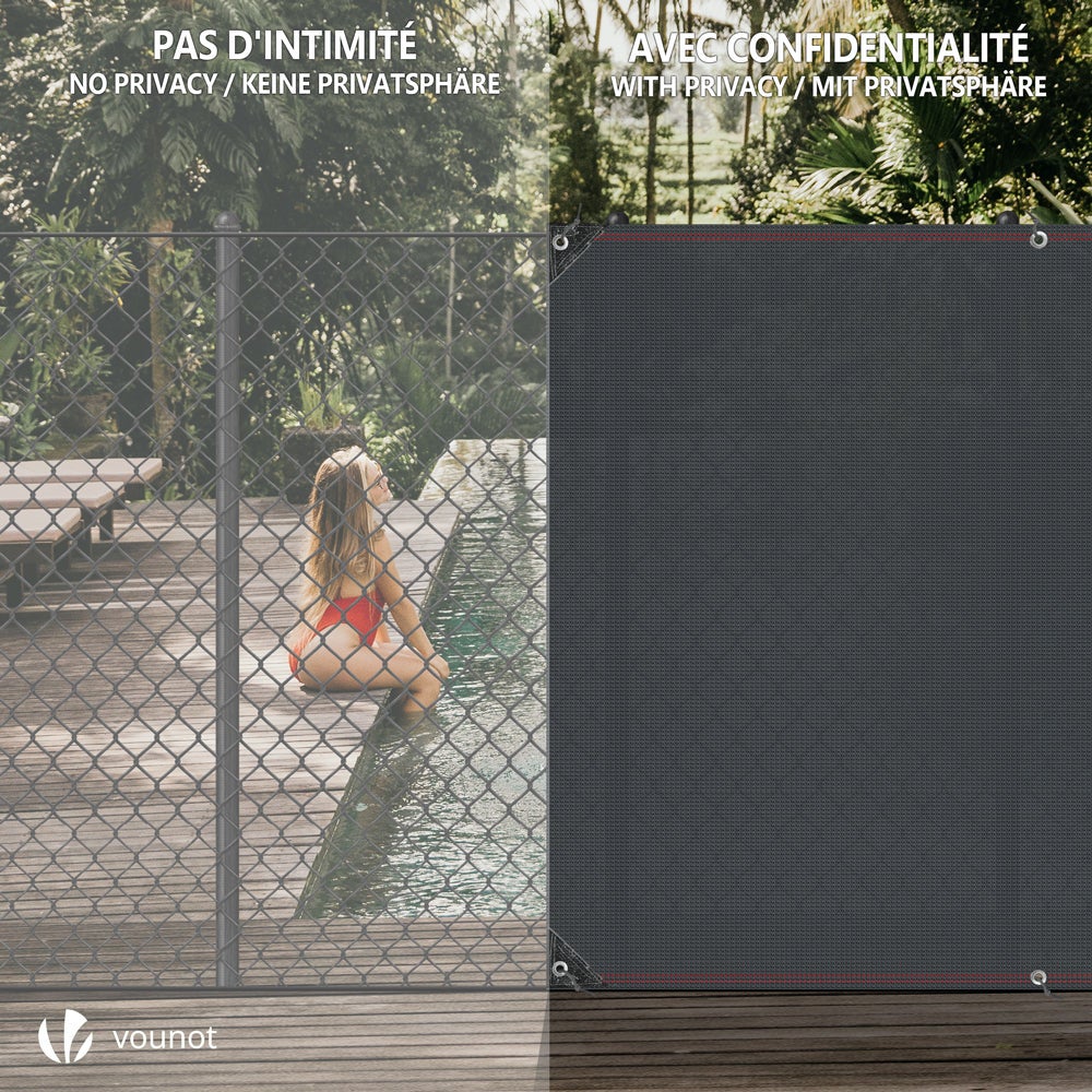 Brise vue occultant en HDPE 230g/m² 1.8x10m avec attaches de fixation anthracite VOUNOT® - 6