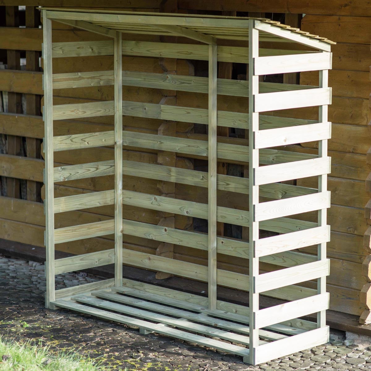 Range-bûches Extérieur Toboli – 133x83x185 Cm, Charge 1500 Kg, Avec Housse