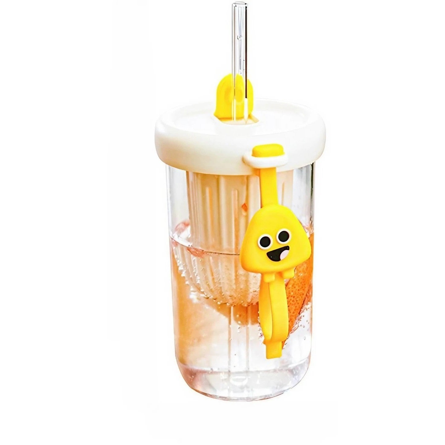 Pahar Flippy din silicon cu capac si pai pentru copii, 500 ml, alb