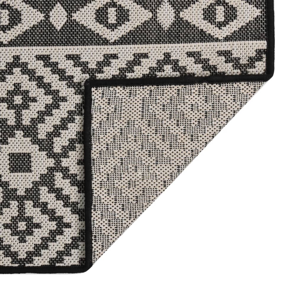 Alfombra de exterior | alfombra de jardín de tejido plano rayas negras 80x150 cm cfw310778