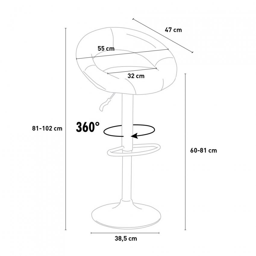Tabouret de bar cuisine industriel pivotant réglable en hauteur repose-pieds Chicago - gris - 6