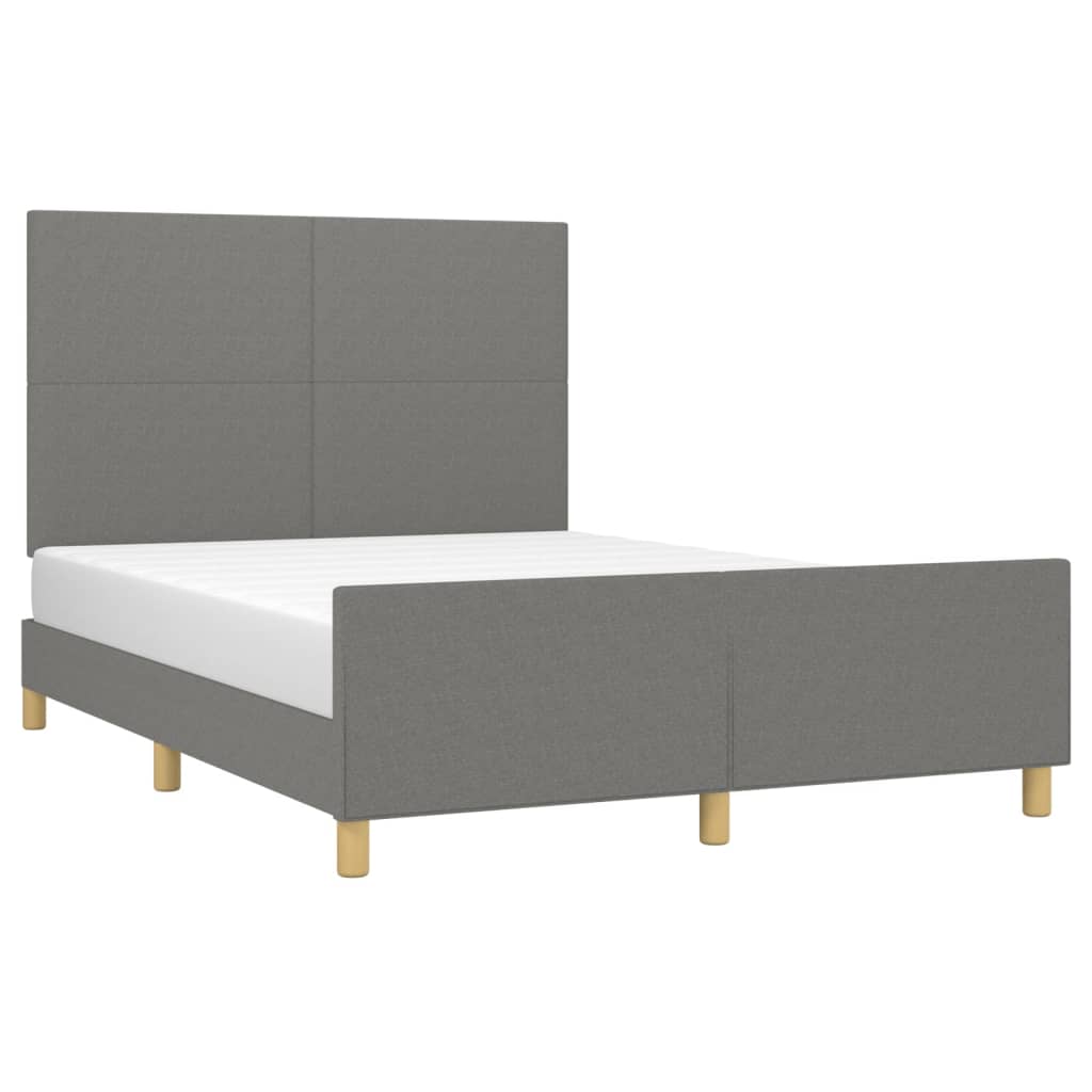 Cadre de lit sans matelas, tissu, gris foncé, pour la chambre, 140 × 200 cm - 3