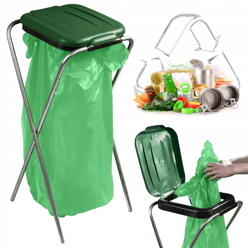 STOJAK KOSZ DO SEGREGACJI ŚMIECI 1 STANOWISKO WOREK 120L KOSZ NA ODPADY