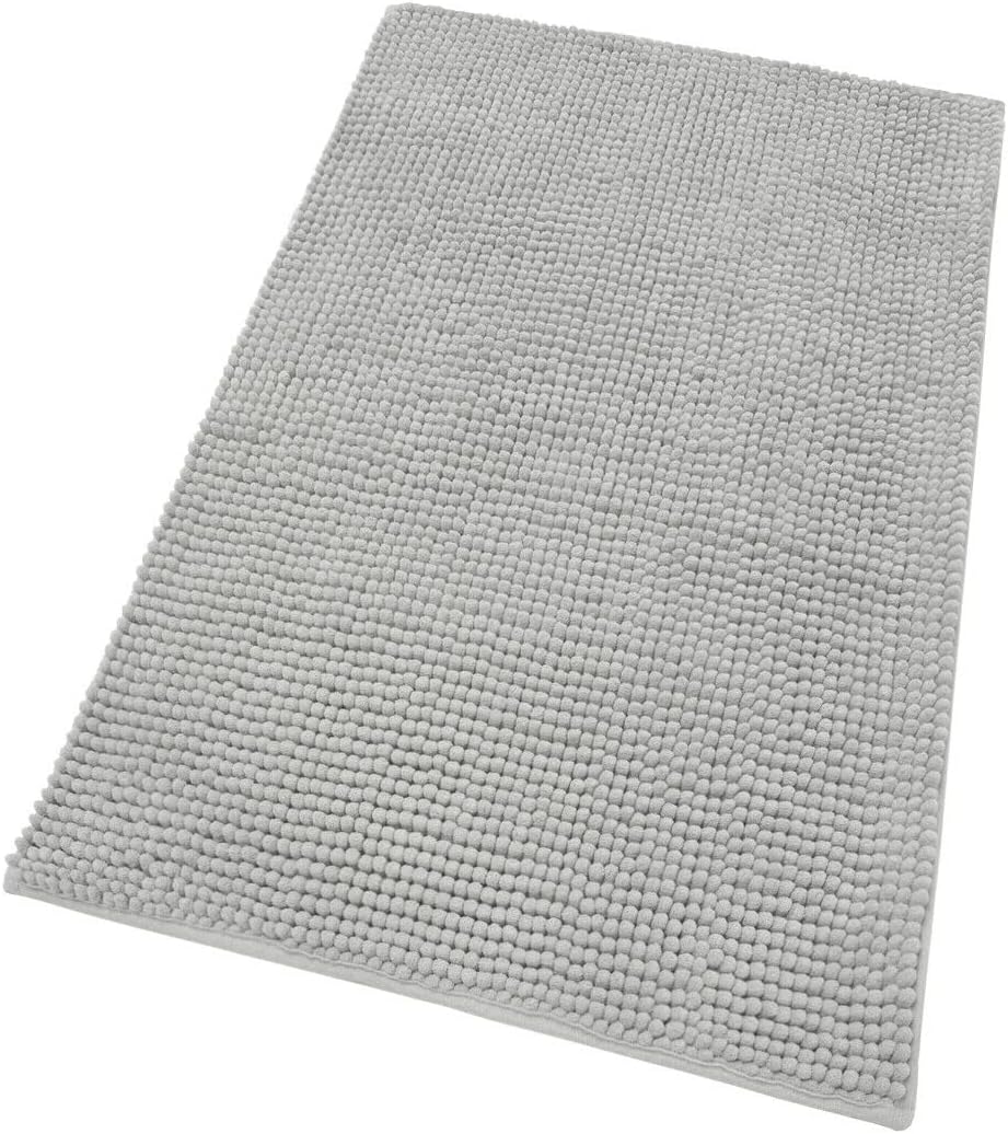 Alfombra de baño 50x80 cm pie de cama cómodo suave antideslizante absorbente color sólido pelo largo gris claro