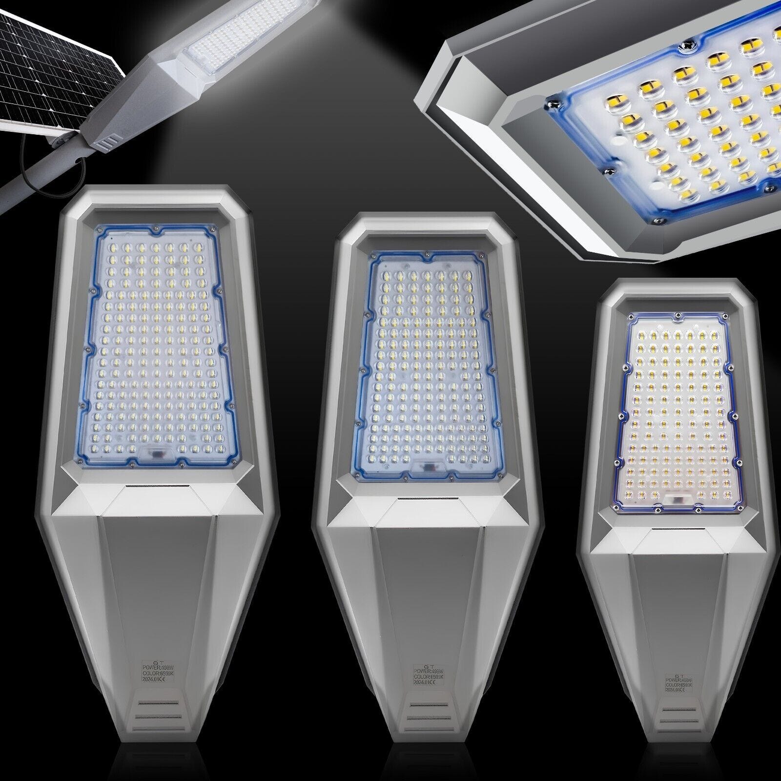 FARO LAMPIONE STRADALE PANNELLO SOLARE FOTOVOLTAICO SENSORE 4 LED COB Te B0537 83942648 - Foto 5