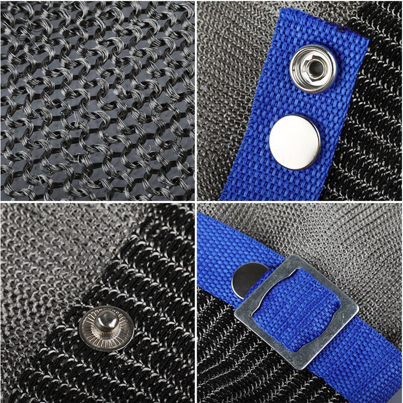 Gants de boucher, cotte de mailles, acier inoxydable, résistants aux coupures, bleus, haute performance, niveau de protection 5, taille M - 5