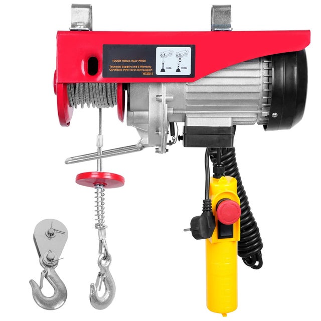 Palan électrique 1150W 220V, treuil avec télécommande filaire 4m, capacité de levage 598kg treuil câble acier pour garage et entrepôt