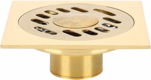 Crépine de drainage de sol en cuivre doré 10x10cm, grande capacité pour salle de bain et douche, anti-odeur et anti-colmatage