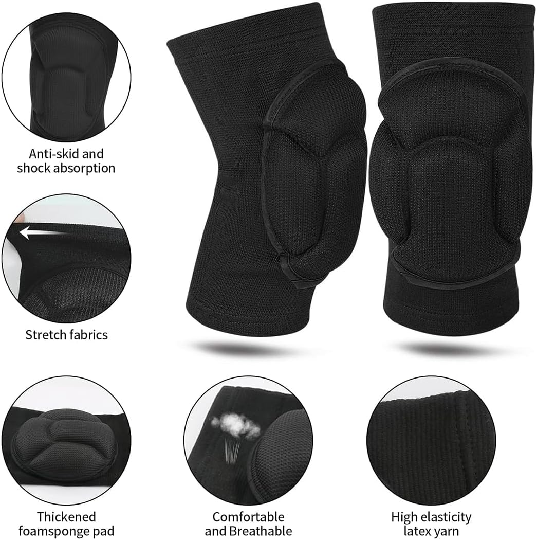Noir,M 1 Paire Genouillères de Protection, Genouillère Travail Avec 25MM Mousse Coussin,Anti-collision Protege Genoux Imperméable Respirant - 2