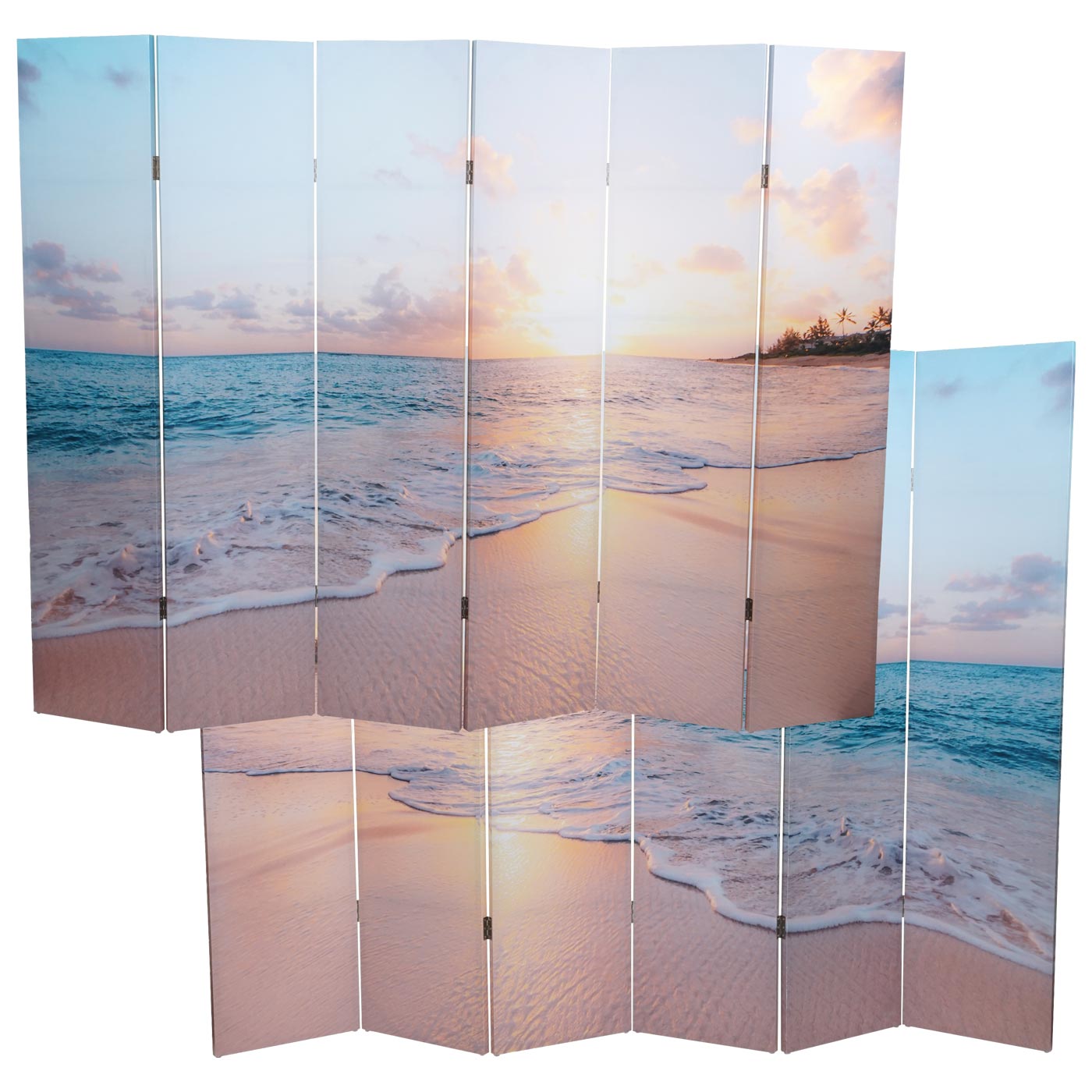 Paravento divisore doppia immagine HWC-A83 6 pannelli 244x180cm oceano - 7