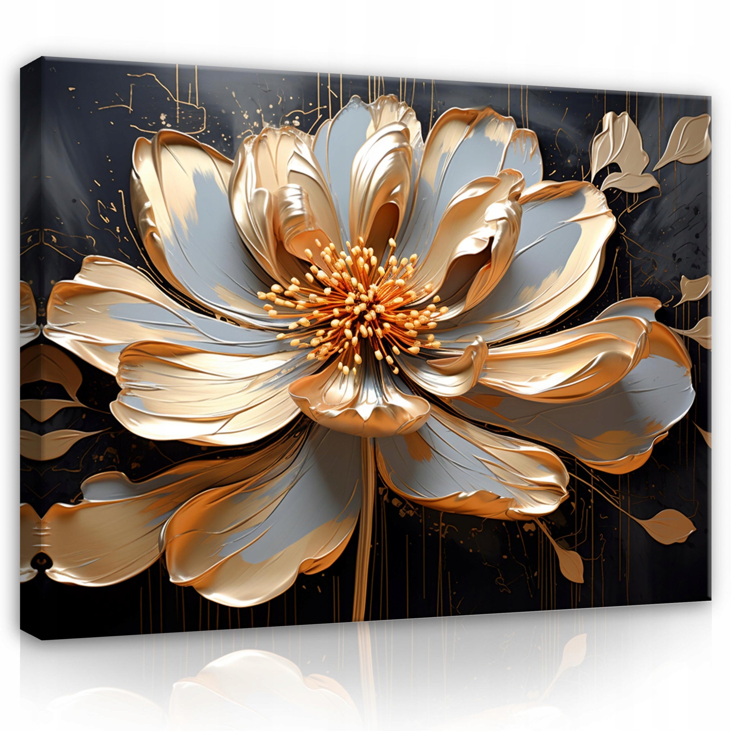Tableau Toile 50x70cm Fleurs Lotus - Impression Déco Murale Bleue - Marque Arttor