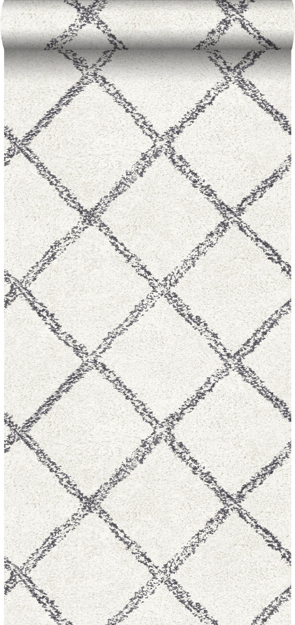 Papel pintado alfombra bereber oriental negro y blanco mate - 53 cm x 10.05 m - estahome