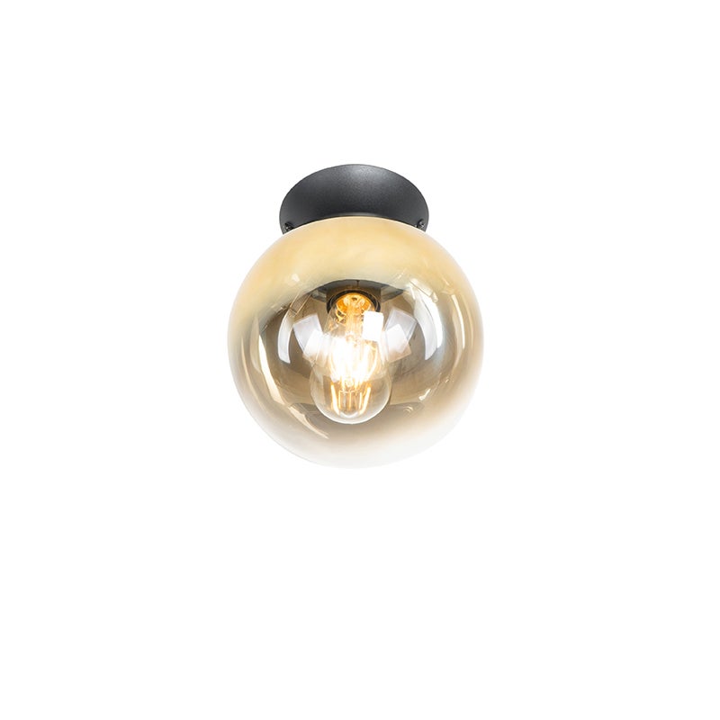 Lampa sufitowa art deco czarna ze złotym szkłem - Pallon