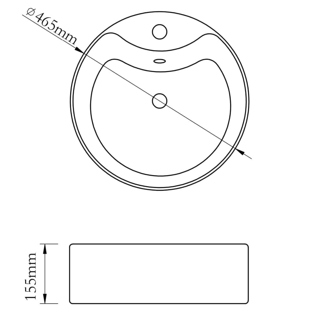 Vasque rond à trou robinet/trop-plein céramique pour salle de bain vidaXL - 6