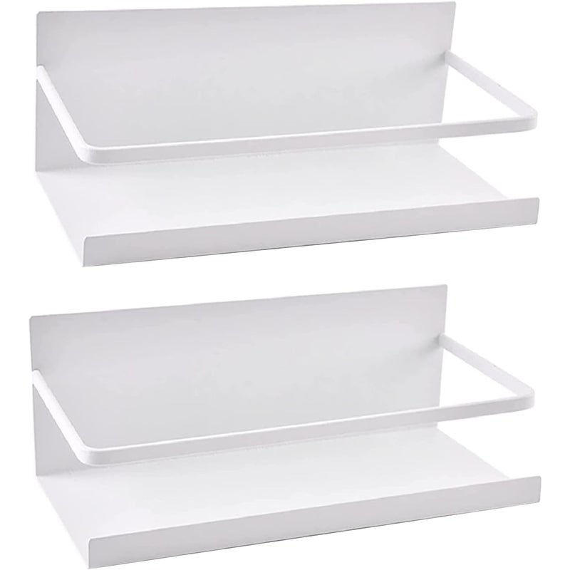 Zestaw 2 magnetycznych półek na przyprawy, odpowiednich do lodówki i kuchni, bez wiercenia, oszczędzających miejsce (biały)