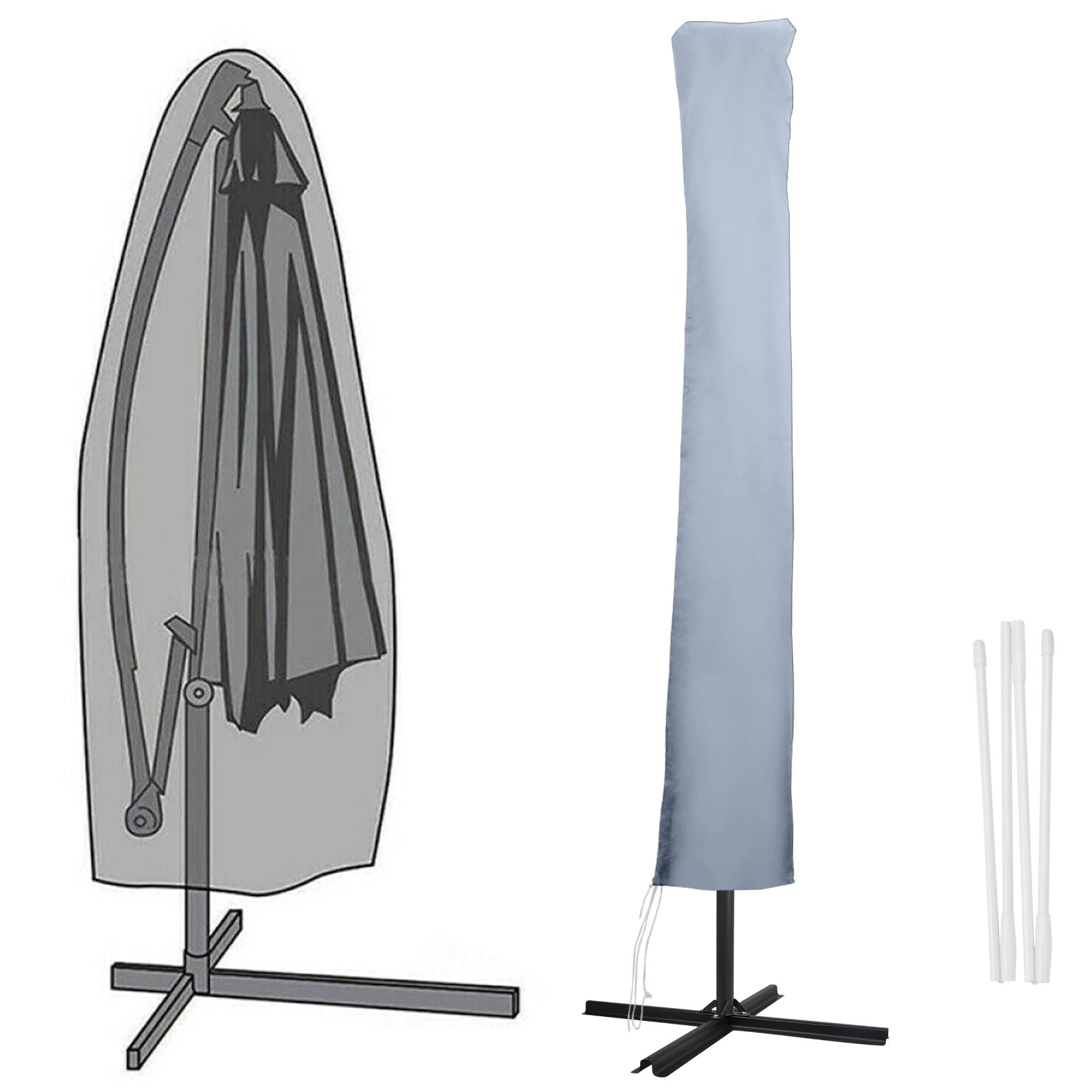Ombrellone Da Giardino Rettangolare 2x1.3m Inclinabile Con Bordi Arruffati – Palco In Alluminio, Telo In Poliestere 160g/m² – Per Terrazza, Cortile E Balcone