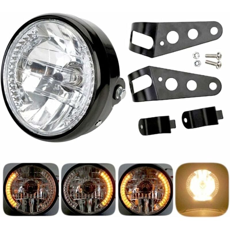 Okrągła lampa motocyklowa - Reflektor LED z uchwytem montażowym - Halogen LED 12V 7"