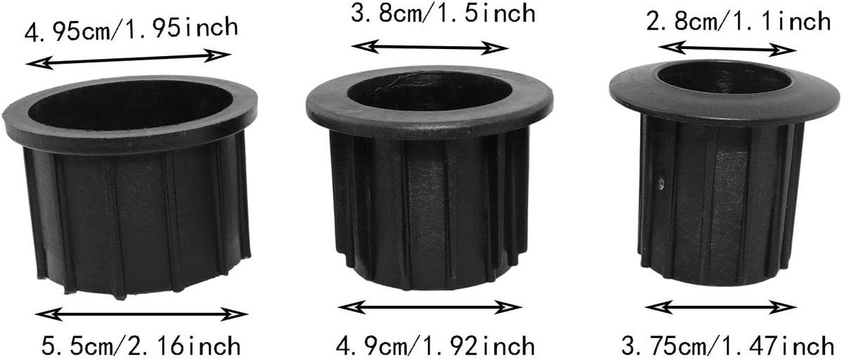 Lot de 3 adaptateurs pour pieds de parasol - Bagues de réduction - Pour colonne centrale 48/38/32 mm - Pièces de rechange pour pieds de parasol - Noir - 2