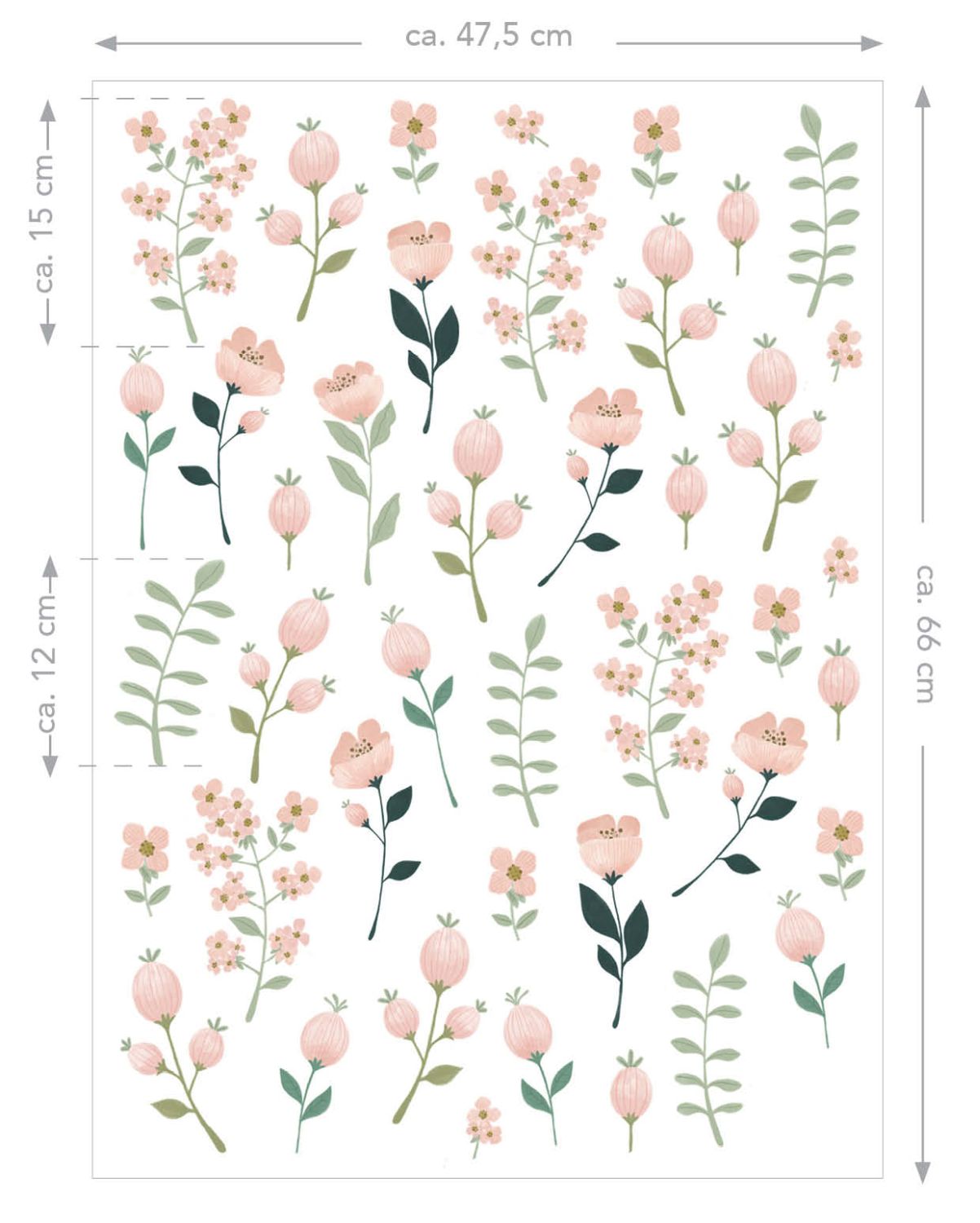 Adesivo da parete fiori bianco, rosa e verde - 47.5 x 66 cm - ESTAhome - 8