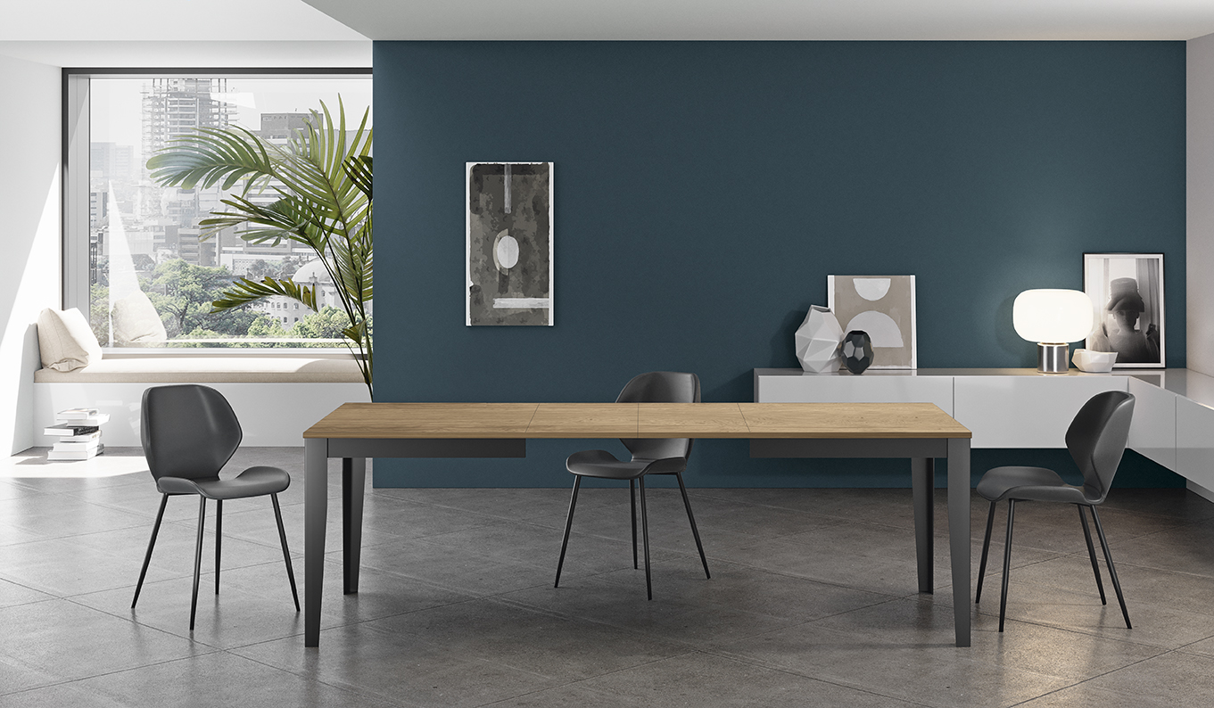 Duży - Stół rozkładany (130/290 x 80 cm) z czarnej melaminy