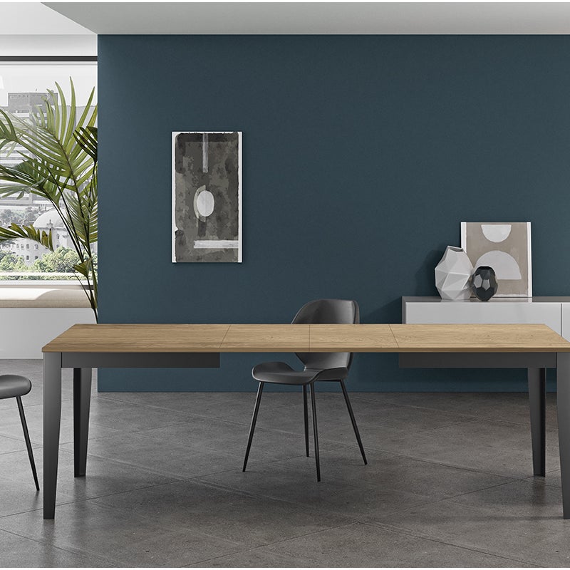 Duży - Stół rozkładany (130/290 x 80 cm) z czarnej melaminy