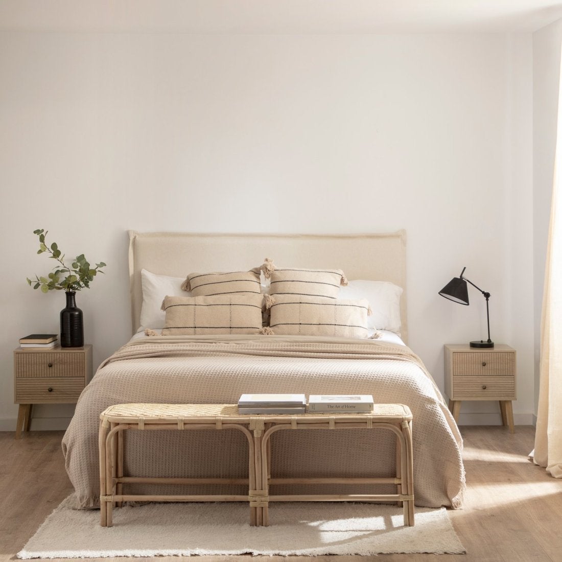 Mesita de noche 2 cajones efecto madera natural 40x50 cm - 4