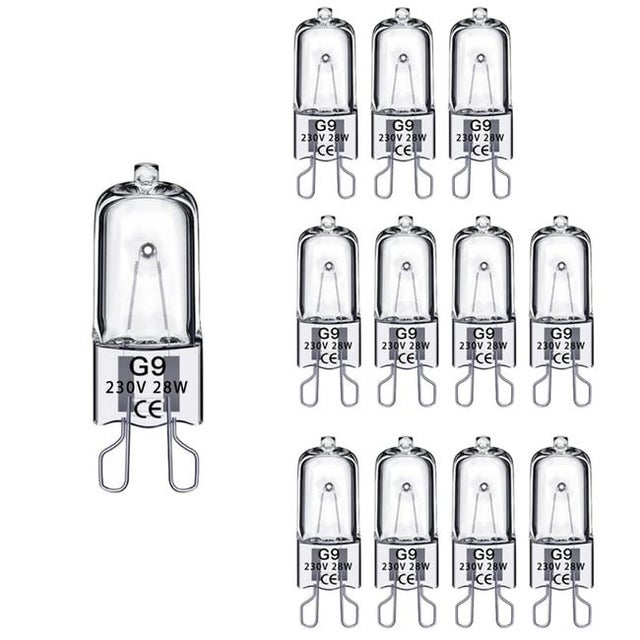 12x 28W G9 Halogène Transparent Capsule Ampoule & Es E27 À G9 Adaptateur